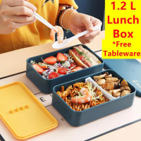 1.2 L 2-tier Bento Lunch Box Microwave Portable School Student Work Office