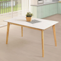 Homelike 瑪利140cm岩板餐桌(原木色)-140x80x74cm 岩板桌 實木桌