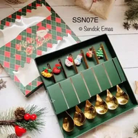 1 SET Sendok Kado Natal / Christmas Spoons with Gift Box SSN07E EMAS