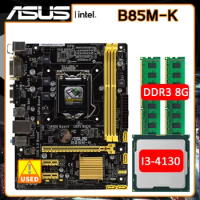 B85 Motherboard set Asus B85M-K Motherboard with i3-4130 cpu +2xDDR3 8G LGA 1150 Motherboard USB3.0 PCI-E 3.0 Micro ATX