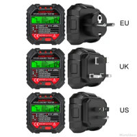 HT107 Socket Tester Test EU/UK/US Plug Line Tester RCD Measurement LCD Display Socket Tester A07 21 Dropship