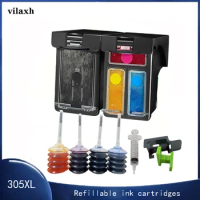 Vilaxh 305 305XL Refill Ink Cartridges Compatible for HP 305 305XL DeskJet 2700 2710 2720 2721 2722 2723 4110 4120 Printer