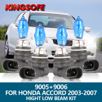 4Pcs HOD รถ Xenon หลอดฮาโลเจน9005 HB3 9006 HB4ไฟหน้า High Low Beam Bulbs Kit สำหรับ Honda Accord 2003 2004 2005 2006 2007