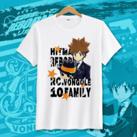 Japanese Anime Katekyo Hitman Reborn Cosplay T Shirt Sawada Tsunayoshi Summer T-Shirt Fashion Cartoon Top Tee tshirt Clothing