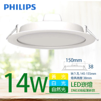 Philips 飛利浦 LED超薄型崁燈 14W 直徑150mm(1150-1200lm 舒視光最新款)