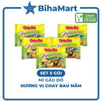 [SET 5 GÓI] - ASIAFOODS - Mì Gấu Đỏ hương vị Chay rau nấm, Mì Chay rau nấm Gấu Đỏ, Mì gói Gấu Đỏ Cha