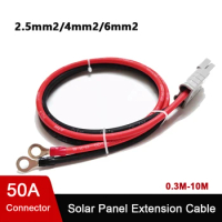 2.5/4/6mm2 14/12/10AWG Solar Panel Extension Cable with 50A 30A Connector/Ring terminal for Car Battery and Solar Panel Connect