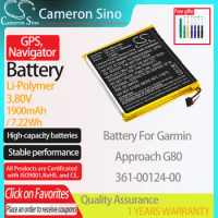 CameronSino Battery for Garmin Approach G80 fits Garmin 361-00124-00 GPS, Navigator battery 1900mAh 3.80V Li-Polymer Black