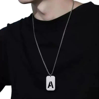 Kalung Titanium Huruf - Kalung Huruf Inisial Nama - Kalung Perak Rantai Liontin Logo 26 Huruf  Model