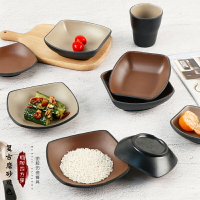 密胺火鍋店調料碟塑料創意點心小吃碟子復古日式料理蘸料醬油味碟