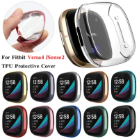 Protective Case for Fitbit Versa 4 Soft TPU Full Cover Screen Protector Bumper Shell for Fitbit Sense 2 Watch Accessorie