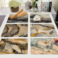 Print Marble Quicksand Pattern Kitchen Placemat Dining Table Mat Heat Insulation Placemats Bowl Coaster Cotton Linen Cup Mat