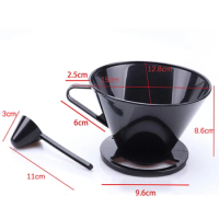 1Set Reusable Plastic Coffee Cone Coffee Filter Holder Maker Pour Over Coffee Cup Dripper Mesh Strainer With Measuring Spoon