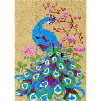 DIY Peacock Latch hook rug kits with Preprinted Canvas Pattern Unfinished Carpet embroidery set Large size Home decoration
