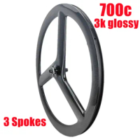 50MM Depth Tri Spoke Road Wheel Carbon 3 Spokes Wheels 700c Fixied Gear Wheel 3spokes Bike Track Wheel