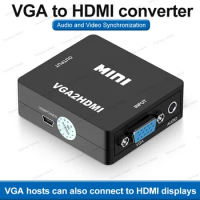 HW-2107 VGA to HDMI converter with audio VGA to HDMI small white box computer to monitor TV kvm