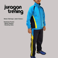 SET Pakaian Olahraga training pria dewasa jaket celana panjang list garis Setelan