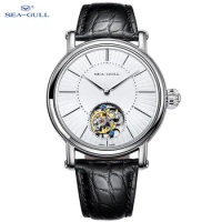 Seagull Men's Watch Tourbillon Automatic Mechanical Wristwatch Luxury Casual Leather Strap Clock Male Watches montre homme 6018