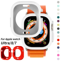 Watch Cover For Apple Watch Ultra2 49mm Soft Silicone Hollow Frame Bumper for iWatch Series 9/8/7 41mm 45mm Protective Case