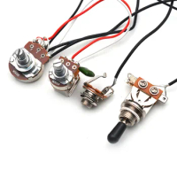 Guitar Switch Wiring Harness Prewired Volumes and Tone Knob B500K Big Pots/A500K Push-Pull Pots 3-Way Toggle Switch Chrome/Black