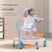 Trampoline Foldable Indoor Toddler Fitness Jumping Trampoline Adjustable Armrests Bearing 150KG Exercise Toys Gift