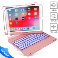 360 Degree Rotation Case for iPad 5th 6th Gen 2018 Pro 9.7 Wireless Bluetooth Keyboard Swivel Cases with Trackpad Pencil Holder