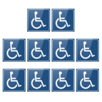 10Pcs Handicap / Disabled Wheelchair Accessible Sign Sticker 3''/4'' Durable Self Adhesive Scratch Resistant Waterproof Sticker