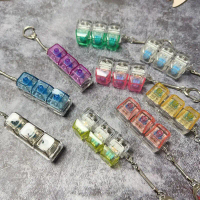 3KEYS แป้นแป้นเชนปุ่มปุ่ม DIY ปุ่มแป้นพิมพ์นิ้วความเครียดถุงของเล่นจี้จี้ความโปร่งใสเพลาการบีบอัดของ