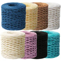 Raffia Yarn Kintting Paper Raffia Ribbon Colorful Threads For Crocheting Hat Fancy Yarn Flower Packing Summer Fashion For ba hat