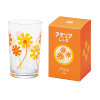 【ADERIA】日式玻璃水杯 200ml 1入 橘菊款 昭和復古系列(玻璃杯 水杯 飲料杯)