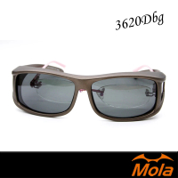 【MOLA 摩拉】MOLA摩拉包覆式近視偏光太陽眼鏡 套鏡 UV400 男女 抗紫外線 茶框 灰片 3620Dbg(近視開車必備)