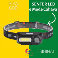 Senter Kepala Headlamp Flashlight Headlight LED 6 Modes COB KX 1804