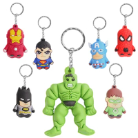 6pcs/Set 4-5cm Marvel Avengers Spiderman Hulk Captain America Soft Rubber Figure Model Toys Brinquedos Keychain Ring Pendant