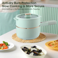 2L Electric Hot Pot Integrat Long Handle Pot Ceramic Non-stick Pot Dormitory Household Electric Cooking Pot Kitchen Tool