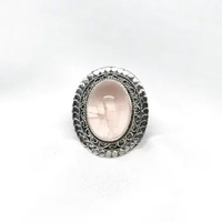Cincin Ring Perak Silver Bali 925 Motif Lebar Jawan Kawat S Batu Permata Natural Pink Rose Quartz 11