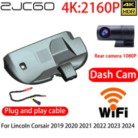 ZJCGO 4K Car DVR Dash Cam Wifi Front Rear Camera 24h Monitor For Lincoln Corsair 2019 2020 2021 2022 2023 2024