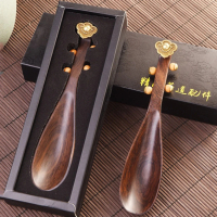 傳真雅器 黑檀木琵琶茶杓(茶具 茶道具 茶杓 黑檀木 花梨木 取茶器)