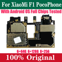 100% Unlocked Original For XiaoMi Pocophone Poco F1 MotherBoard 6G+64G 128G 8G+256G Full Working Logic Board Mainboard
