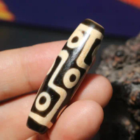 Energy Tibetan Old Agate Oily Fold Line 9 Eye Old Method dZi Bead Pendant 4A LzK Jewelry LKbrother