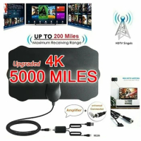 4K Digital High Gain HD TV DTV Box Digital TV Antenna 5000Mile Booster Active Indoor Aerial HD Flat Design For DVB-T2 TV Antenna