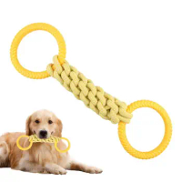 Natural Cotton Rope Dog Toys Tough Knot Tug Of War Toy With 2 Handle For Interactive Play Dog Pull Rope Teeth Cleaning Puppy