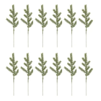 12pcs 17cm Artificial Pine Leaves Branches Green Plants for DIY Garland Wreath Christmas Embellishing and Home Garden Decoration
