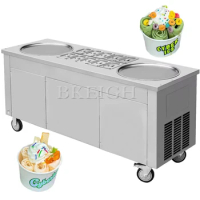2024 Double Pot Frozen Ice Cream Machine, Commercial Food Grade Fried Yogurt Machine, Fruit Yogurt Roll Machine