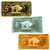 Challenge Coin Collectible Coins 5 Gram 999 Fine Silver Buffalo Bar Series Pure Copper Gold Coin Gift Souvenir