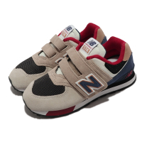 New Balance 休閒鞋 574 寬楦 米色 黑 紅 童鞋 中童 魔鬼氈 麂皮 方便穿脫 親子鞋 NB PV574LC1W