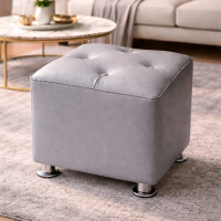 Sofa Stool Puk Kotak Kancing Polos Viral 2026 Warna-warni Stylish untuk Ruang Tamu Anda Furniture Mo