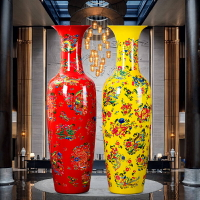 景德鎮陶瓷大花瓶大號仿古落地擺件中式中國紅客廳酒店大廳裝飾品