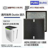 適用瑞典 Dustie達氏DAC352智慧淨化空氣清淨機高效HEPA活性碳2合1濾網濾芯-2入組DAFR-35CM-X2