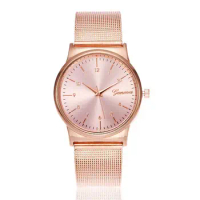 100pcs/lot JH11108 geneva brand lady mesh watch wrap quartz casual geneva alloy mesh clock wholesale wrist watch for unisex