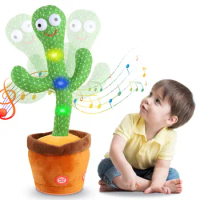 Kids Dancing Talking Cactus Toys Singing Mimicking Recording Repeating What You Say Cactus Plush Toy with 120 Song Dancing Smart